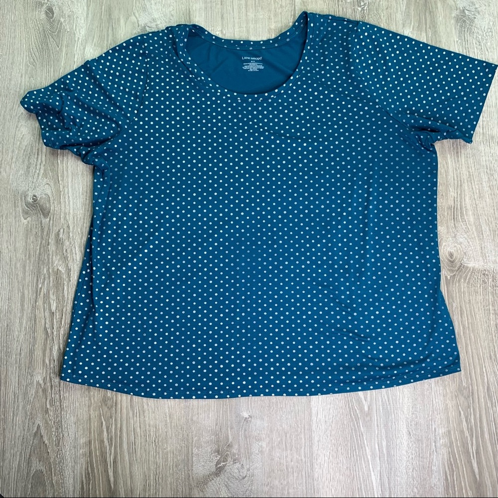 Lane Bryant Blue and Silver Polka Dot Plus Size Women's Shirt Size 26/28